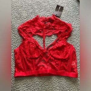 Fashion Nova Red Lace Top NWT